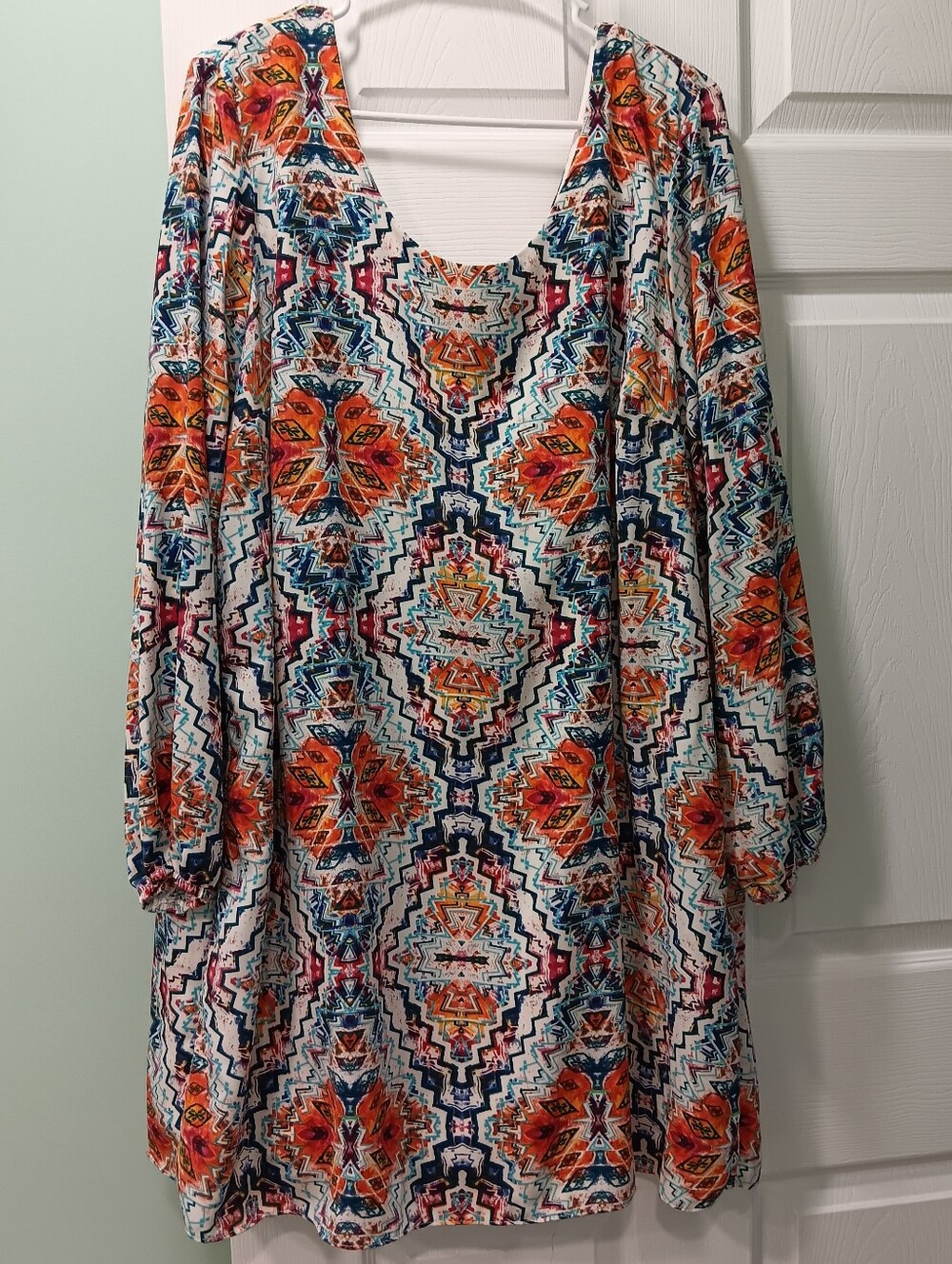 ING + Women’s Bohemian Geo-Print Long Sleeve Dress - Multi-Color